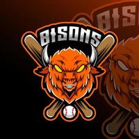 bison baseboll djur- team bricka vektor