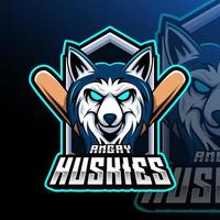 Huskys Baseball Tier Mannschaft Abzeichen vektor