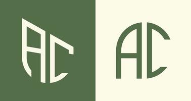 kreativa enkla initiala bokstäver ac logo design paket. vektor