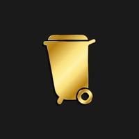 Behälter, Müll Gold Symbol. Vektor Illustration von golden Symbol auf dunkel Hintergrund