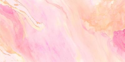 reste sig rosa flytande vattenfärg bakgrund med gyllene damm. dammig rodna marmor alkohol bläck teckning effekt. vektor illustration design mall för bröllop inbjudan, meny, rsvp, baner.