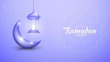 Ramadan kareem Hintergrund mit Mond und Laterne vektor