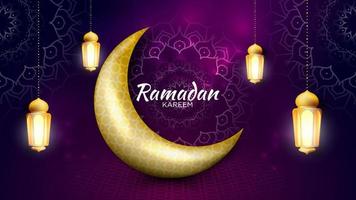 elegant ramadan kareem design med gyllene måne och lykta vektor