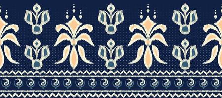 afrikanisch Ikat Blumen- Paisley Stickerei Hintergrund. geometrisch ethnisch orientalisch Muster traditionell. Ikat aztekisch Stil abstrakt Vektor Illustration. Design zum drucken Textur, Stoff, Saree, Sari, Teppich.
