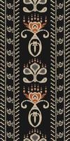 afrikanisch Ikat Paisley Stickerei. Ikat Streifen Stammes- Kunst geometrisch traditionell ethnisch orientalisch Design zum das Hintergrund. Volk, indisch, skandinavisch, Zigeuner, Saree Borneo Stoff Rand ikkat vektor