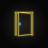 Tür, offen, Symbol Neon- Symbol. Blau und Gelb Neon- Vektor Symbol. transparent Hintergrund