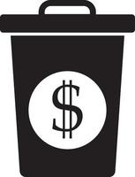 Mülltonne, Müll dürfen, Symbol. Münze mit Dollar Zeichen einfach Symbol auf Weiß Hintergrund. Vektor Illustration. - - Vektor auf Weiß Hintergrund