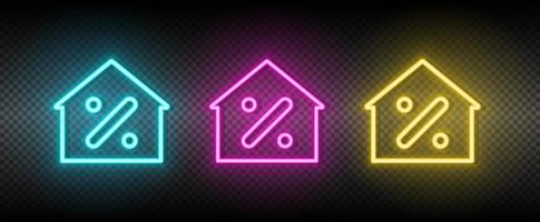 hus, inteckning neon vektor ikon. illustration neon blå, gul, röd ikon uppsättning