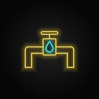 Rohre, Energie, Wasser Neon- Vektor Symbol. Blau und Gelb Neon- Vektor Symbol. Vektor transparent Hintergrund