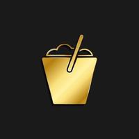 Eimer, Reinigung Gold Symbol. Vektor Illustration von golden Symbol auf dunkel Hintergrund