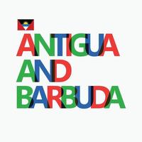 Antigua und Barbudas bunt Typografie mit es ist vektorisiert National Flagge. Karibik Land Typografie. vektor
