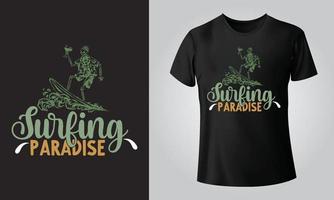 surfing paradis - typografisk svart bakgrund, t-shirt, mugg, keps och Övrig skriva ut på efterfrågan design, svg, png, jpg, eps vektor