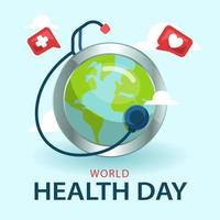 värld hälsa dag begrepp design. global hälsa medvetenhet dag illustration vektor