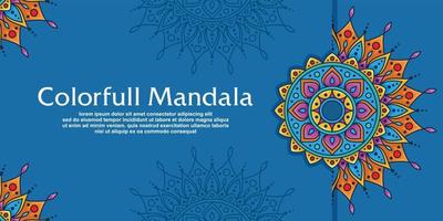 Mandala-Hintergrund, fröhliche Diwali-Vektorillustration Festliche Diwali- und Deepawali-Karte Das indische Lichterfest auf farbigem Hintergrund vektor