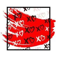 xoxo Umarmungen und Küsse Bürste Beschriftung und Lippenstift Kuss auf ein Weiß Hintergrund. Vektor. vektor
