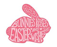 Hase Küsse Ostern wünscht sich. Christian Ostern t Hemd Design, Hand gezeichnet Beschriftung Phrase, t Hemd Design vektor