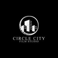 Kreis Stadt Film Studio Logo Entwürfe, Film Logo Inspiration vektor