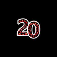 20 Jubiläumsfeier Blase rote Zahl Vektor Vorlage Design Illustration