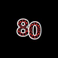 80 för årsdag firande bubbla rött nummer vektor mall design design