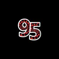 95 Jubiläumsfeier Blase rote Zahl Vektor Vorlage Design Illustration