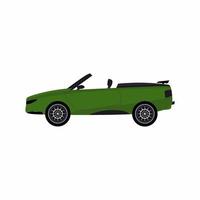 grünes modernes karikaturfarbenes Cabrioletauto. Sportwagen ohne Dach lokalisiert auf weißem Hintergrund. Cabrio Auto. flache Designillustration des Vektors. vektor