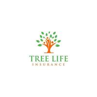 träd liv försäkring logotyp design vektor