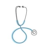en linje logotyp design av stetoskop. utrustning för läkare som undersöker patientens hjärtrytmtillstånd. medicinsk vårdtjänst excellenskoncept. hälsovårdens världsdag. vektor skiss illustration
