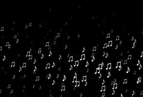 dunkelschwarze Vektorvorlage mit musikalischen Symbolen. vektor