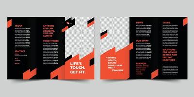 Gym trifold broschyr mall, trifold broschyr bokföring fast flygblad vektor layout trifold attrapp proffs vektor