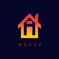 enkel hus logotyp design med orange lutning Färg vektor