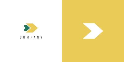 richtig Pfeil Logo. Gelb geometrisch Pfeil gestalten mit Gliederung isoliert auf mehrere Hintergrund. eben Vektor Logo Design Element zum Geschäft und Technologie Logos.