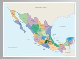 detailliert Land Karte von Mexiko mit Umgebung Rand vektor