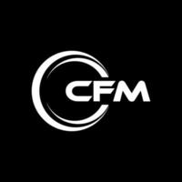 cfm brev logotyp design i illustration. vektor logotyp, kalligrafi mönster för logotyp, affisch, inbjudan, etc.