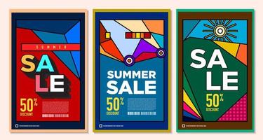 Vektor bunt abstrakt retro bunt geometrisch Hintergrund zum Sommer- Verkauf Beförderung Banner