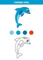 Farbe süß Blau Delfin. Arbeitsblatt zum Kinder. vektor