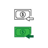 erhalten Geld Dollar Logo Symbol Illustration bunt und Gliederung vektor