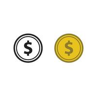 pengar dollar mynt logotyp ikon illustration färgrik och översikt vektor