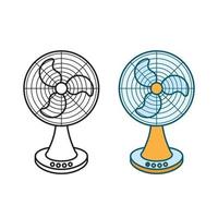 Schreibtisch Ventilator Logo Symbol Illustration bunt und Gliederung vektor