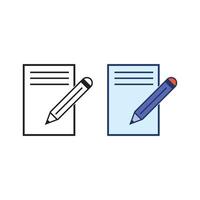 Bleistift und Papier Logo Symbol Illustration bunt und Gliederung vektor