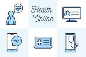 Online-Gesundheitssymbolsatz vektor