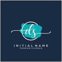 första ds feminin logotyp samlingar mall. handstil logotyp av första signatur, bröllop, mode, smycken, boutique, blommig och botanisk med kreativ mall för några företag eller företag. vektor