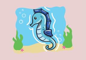 sjöhäst, scandinavian stil hippocampus, hand ritade, skön detaljerad turkos sjöhäst vektor
