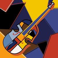 handgefertigte Zeichnung des modernen kubistischen Stils des Cellos. Jazzmusik im Retro-geometrischen Abstraktionsstil. klassisches Musikinstrument. klassisches Musikinstrumententhema. Vektorgrafik-Designillustration