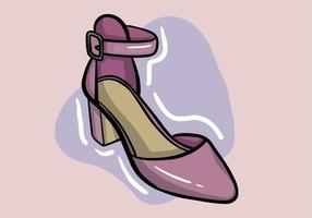 hand dragen vektor illustration av elegant modern rosa kvinnor sko med hög häl isolerat på bakgrund