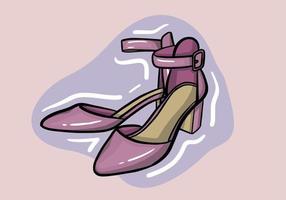 hand dragen vektor illustration av elegant modern rosa kvinnor skor med hög häl isolerat på bakgrund