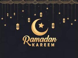 ramadan kareem hälsning design vektor med islamic lykta och arabicum kalligrafi för muslim gemenskap vektor illustration.