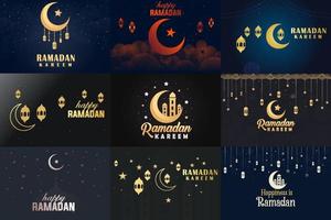 Ramadan 9 bündeln. Ramadan Zitate, schön Illustration islamisch Design Bündel. vektor