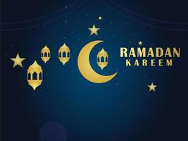 ramadan kareem hälsning design vektor med islamic lykta och arabicum kalligrafi för muslim gemenskap vektor illustration.