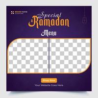 Essen online Beförderung Besondere Ramadan auf Handy, Mobiltelefon zum Sozial Medien Post Banner vektor