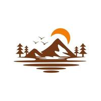 berg sjö logotyp natur landskap stock vektor